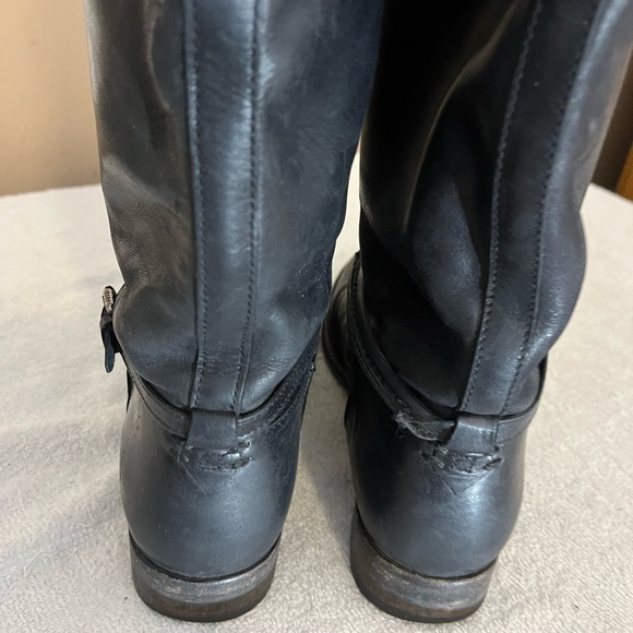 Frye Paige Black Leather Boots Sz 9 1/2 - Picture 6 of 14